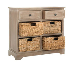 Herman White Washed 6-drawer Wicker Storage Unit 29.9" x 13" x 27.6"