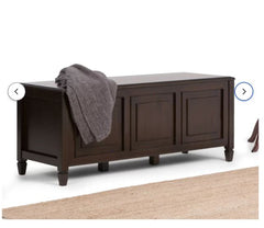 Dark Chestnut Brown Gorlest Wood Flip Top Storage Bench