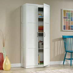 White Elborough Armoire Durable Storage Cabinet has Four Adjustable Shelves