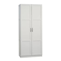 White Elborough Armoire Durable Storage Cabinet has Four Adjustable Shelves