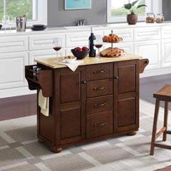 Natural Wood Top Kitchen Island Storage Options to Stow Away all your Prepping Utensils There are Four Spacious Drawers and Two Cabinets