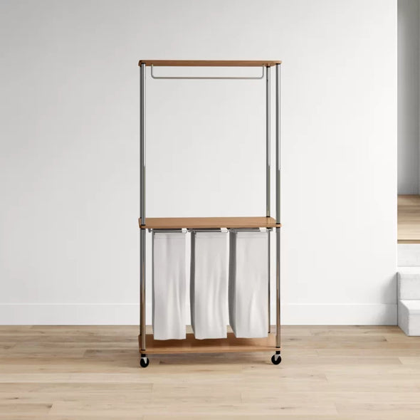 Elena Laundry Center High Shelf with Hanging Bar Underneath Perfect for Keeping Clothes