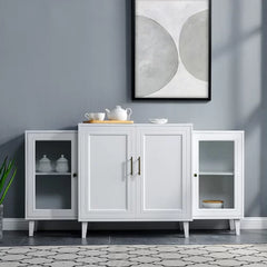 White 62'' Wide Sideboard Soft Close Doors Adjustable Shelves