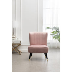 Contemporary Velvet Upholstered Accent Chair - Pink Thick Layers of Dense Foam Are Used to Pad the Backrest and Seat