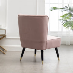 Contemporary Velvet Upholstered Accent Chair - Pink Thick Layers of Dense Foam Are Used to Pad the Backrest and Seat