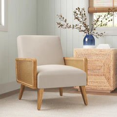 Beige Polyester 24.8'' Wide Armchair Adds A Beachy Look To Your Living Room Or Sunroom