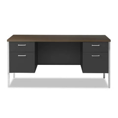 29" H x 60" W x 24" D Walnut/Black Executive Desk Perfect for Home Office