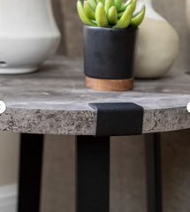 Dark Concrete Wisner Cross Legs End Table Versatile Black Finish