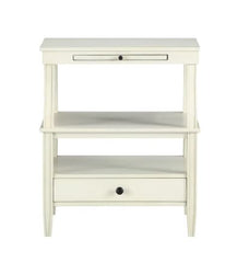 Antique White Storage Nightstand Farmhouse Coastal Style 2 Open Shelves for Ample Storage