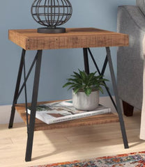 Rustic Wood Laguna Solid Wood End Table Chunky Square Silhouette