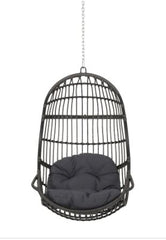 Wicker Hanging Chair (No Stand) - Gray + Dark Gray 8-Foot Suspension Chain