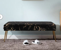 Alfred Upholstered Bench Versatile as a Bench Gleaming Metallic Finish