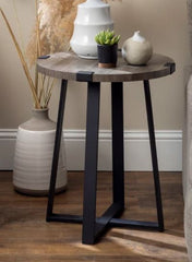 Dark Concrete Wisner Cross Legs End Table Versatile Black Finish