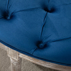 Blue Upholstered Bench Lush Velvet-Touch Cover and Classic Fluted Legs Add Vintage Glamour to your Home Setting