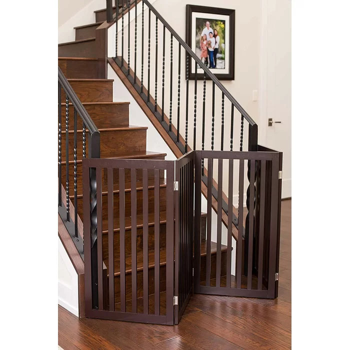 Free Standing Pet Gate Espresso Finish 4 Separate Panels