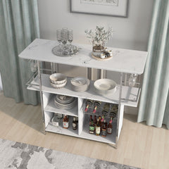 Contemporary White 47-inch Metal Bar Table Serving and Entertaining Functions in A Classic Modern Space