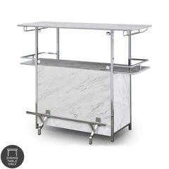 Contemporary White 47-inch Metal Bar Table Serving and Entertaining Functions in A Classic Modern Space