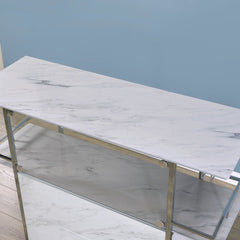 Contemporary White 47-inch Metal Bar Table Serving and Entertaining Functions in A Classic Modern Space