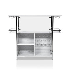 Contemporary White 47-inch Metal Bar Table Serving and Entertaining Functions in A Classic Modern Space