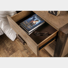 Rustic Solid Wood 2-drawer Nightstand Offers Storage and Functionality