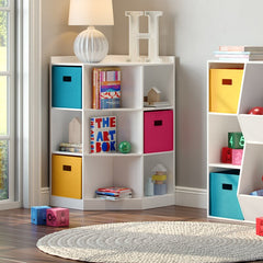 Futch Toy Organizer 6 Cubby, 3 Shelf Corner Cabinet Utilize the Corner Area of the Kid's Bedroom or Playroom