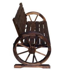 Rustic Outdoor Patio Wagon Wheel Wooden Bench Chair, for your Garden, Patio, or Entryway