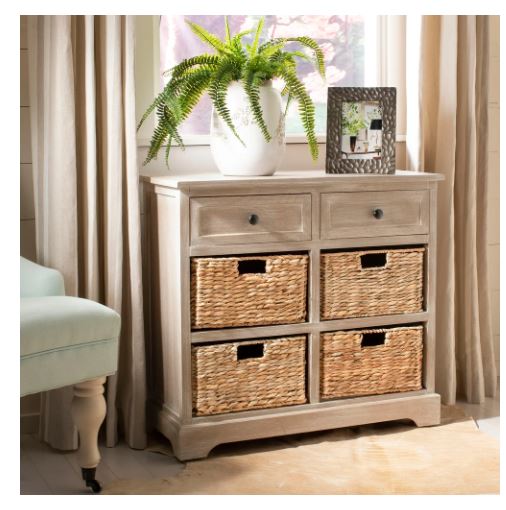 Herman White Washed 6-drawer Wicker Storage Unit 29.9" x 13" x 27.6"