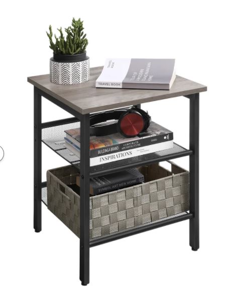 Mayville End Table Black Iron Frame is Complemented by the Rustic Top