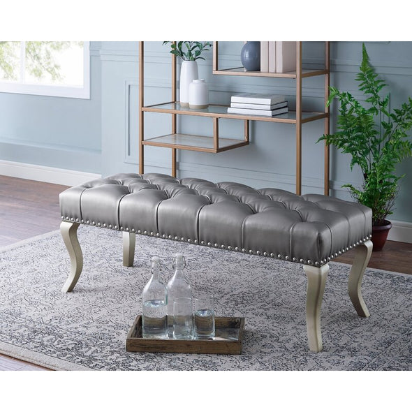 Dark Champagne Constructed of Faux Leather Garza Bench