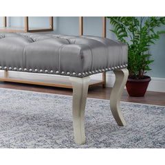 Dark Champagne Constructed of Faux Leather Garza Bench