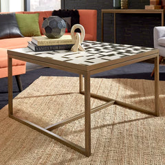 Geometric Coffee Table Contemporary Mosaic Tile Top