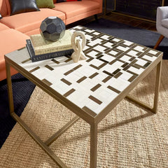 Geometric Coffee Table Contemporary Mosaic Tile Top