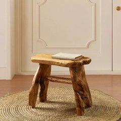 Roots Wood Bench - 10"x13.5"x12.2"H Provide Some Extra Seating with this Bench Stool Unique Shape and Grain Pattern