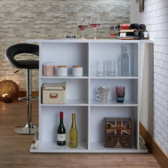 Gudino Home Bar 6 Storage Compartments Open Storage