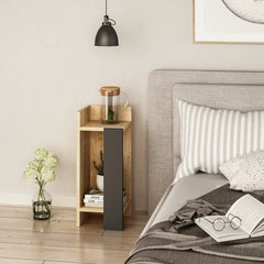 Oak/Anthracite Halie 23.62'' Tall Nightstand Contemporary Style