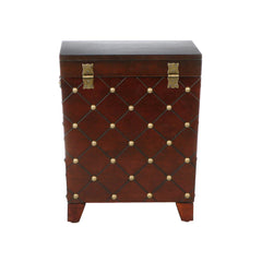 Nailhead Espresso End Table Trunk Ideal for Pillows, Blankets and Other Household