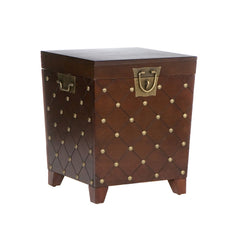 Nailhead Espresso End Table Trunk Ideal for Pillows, Blankets and Other Household