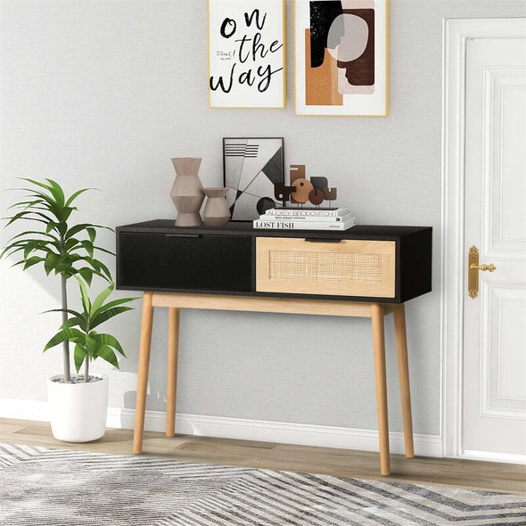 Hedberg 39.37'' Console Table Black Oak Rustic and Simple Design