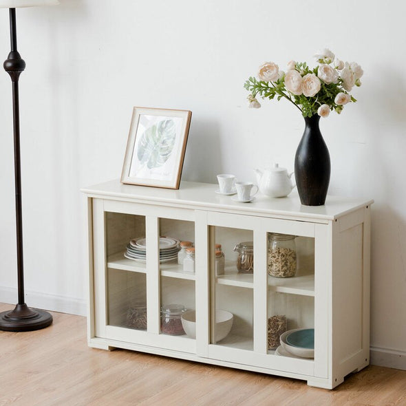 Cream Heller 42'' Wide Server  Simple Storage Space