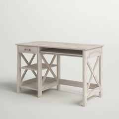 Joanna Washed Finish Desk with Keyboard Tray and Offer Perfect Storage Space Farmhouse Style