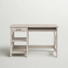 Joanna Washed Finish Desk with Keyboard Tray and Offer Perfect Storage Space Farmhouse Style