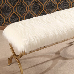 Bench This Bench Brings your Home A Hint of Hollywood Glam and Contemporary Style Curved Cross-Legged Base and A Crossbar to Add Support