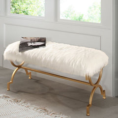 Bench This Bench Brings your Home A Hint of Hollywood Glam and Contemporary Style Curved Cross-Legged Base and A Crossbar to Add Support