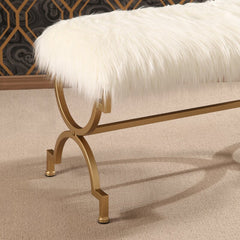 Bench This Bench Brings your Home A Hint of Hollywood Glam and Contemporary Style Curved Cross-Legged Base and A Crossbar to Add Support