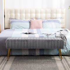 Julietta Upholstered Bench Rich Upholstery Meets Bright Metallic Accents