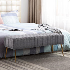 Julietta Upholstered Bench Rich Upholstery Meets Bright Metallic Accents