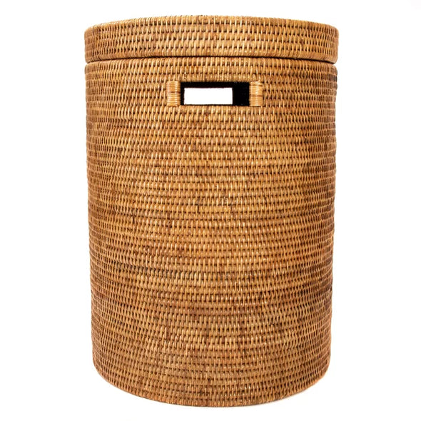 Honey Brown Kana Wicker Laundry Hamper Natural and Coastal Aesthetic