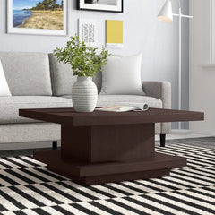 Cappuccino Pedestal Coffee Table Manufactured Wood Perfect for Livng Room