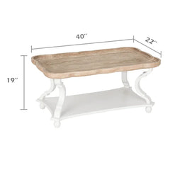 Solid Manufactured Wood Coffee Table Natural Wood Tray-Style