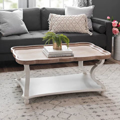 Solid Manufactured Wood Coffee Table Natural Wood Tray-Style